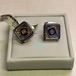 Quadrato Moving Gear Cufflinks with Blue Enamel
